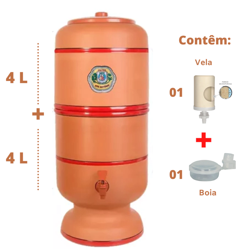 Filtro de Barro Santo Antônio - 4 litros - 1 vela